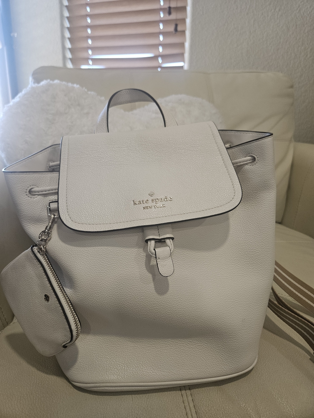 Kate Spade White Leather Backpack Tote